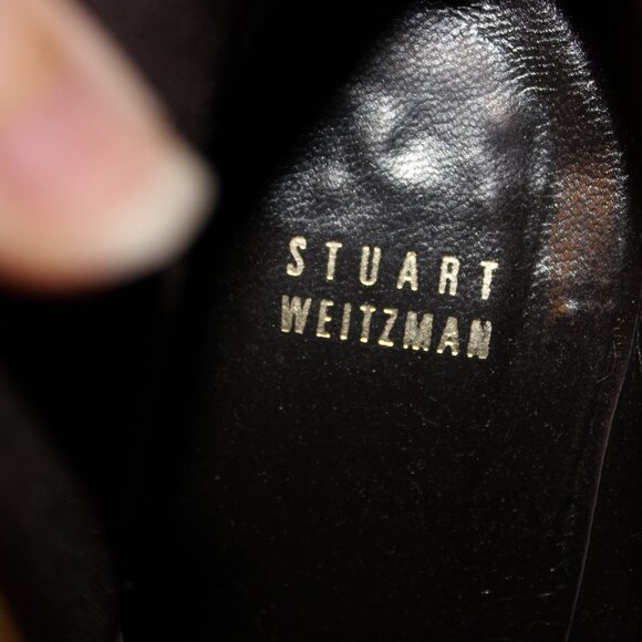 Stuart Weitzman Black Snake Embossed Reptile High Heel Ankle Booties Size 9M - Picture 11 of 12